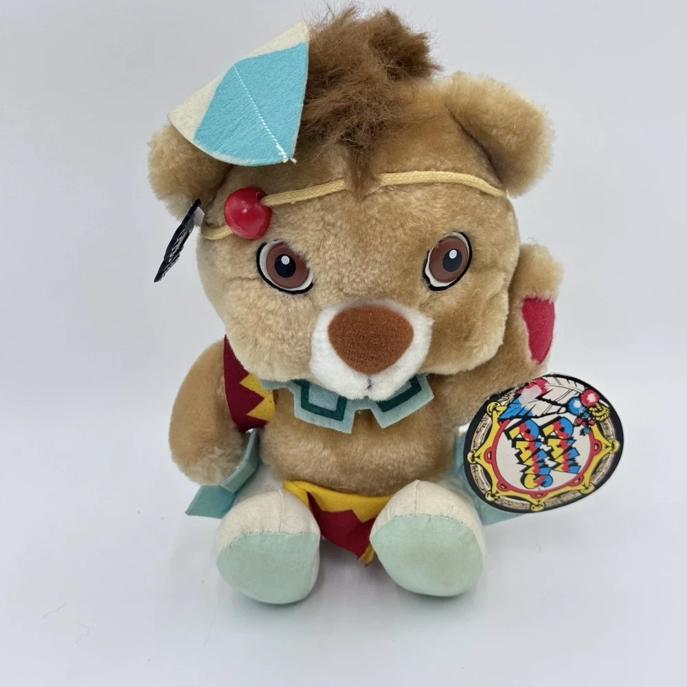VTG 1985 Applause Hanna Barbera PAW PAWS Brave‎ Paw Indian Bear Stuffed Plush 9